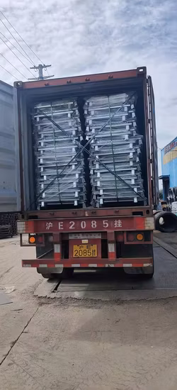 Caixa de aço dobrável para armazenamento, bandeja de malha de aço, gaiola de rolamento, combinação dobrável galvanizada, equipamento de logística