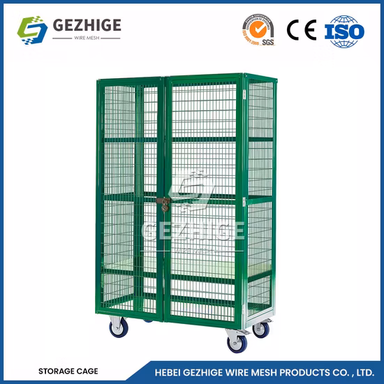 Gezhige Cage Warehouse Supermarket Trolley Storage Cage Wheel Equipamento de armazenamento de metal